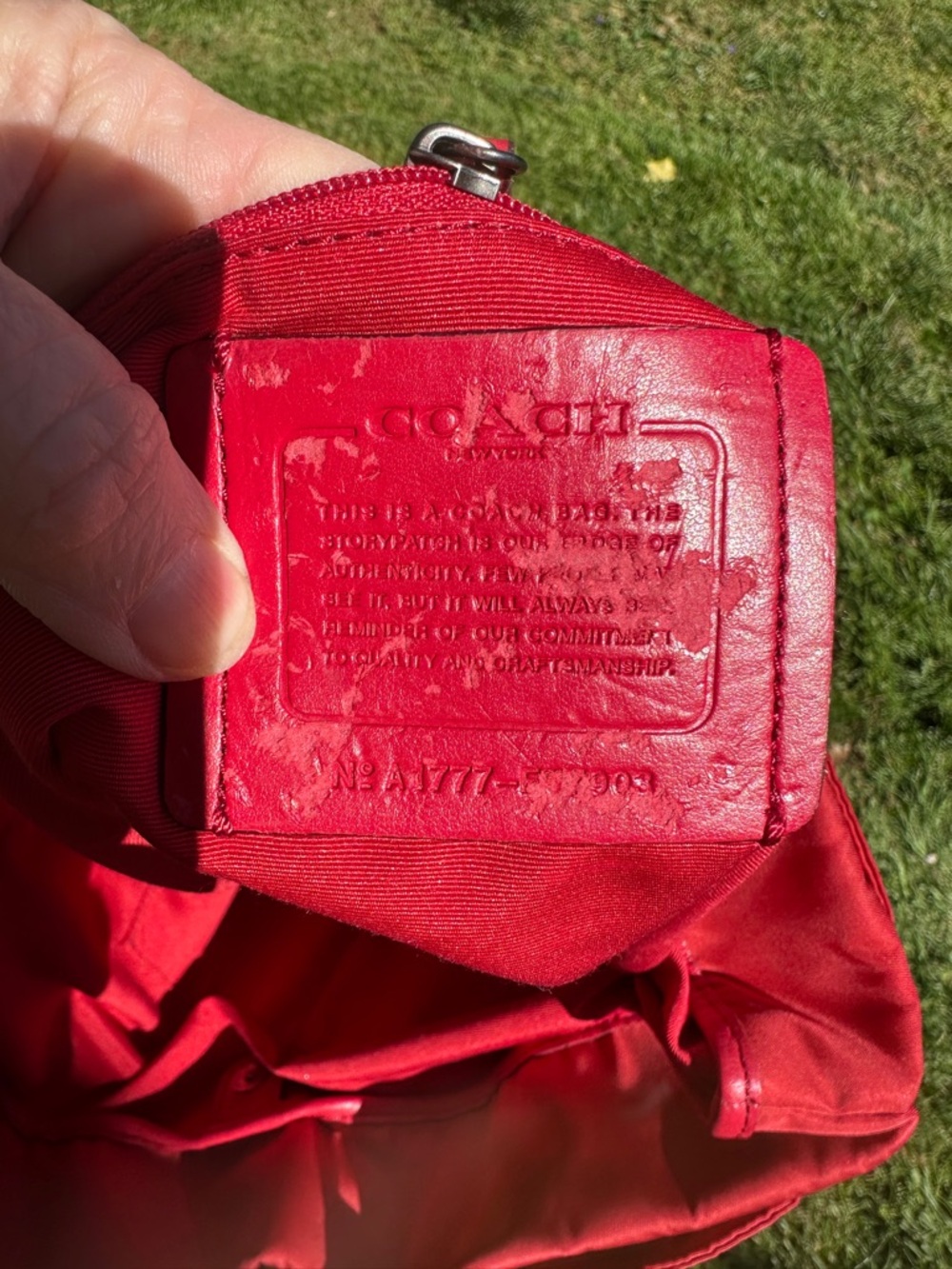 Coach Nylon & Leather Turnlock Tote Red F57903 2017 Large Shoulder Bag - Picture 4 of 13